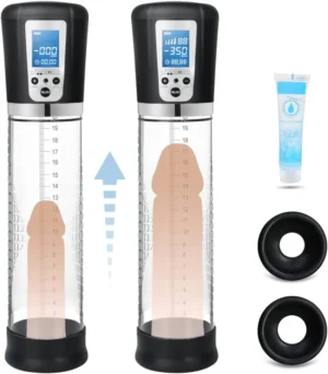Electric Penis Enlarge Vacuum Pump with 4 Suction Intensities, Adorime Rechargeable Automatic High-Vacuum Penis Enlargement Extend Pump, Air Pressure Device Black