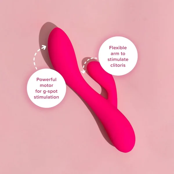 plusOne Dual Rabbit Vibrator for Women – Made of Body-Safe Silicone, Fully Waterproof, USB Rechargeable – Dual Vibrating Massager with 10 Vibration Settings